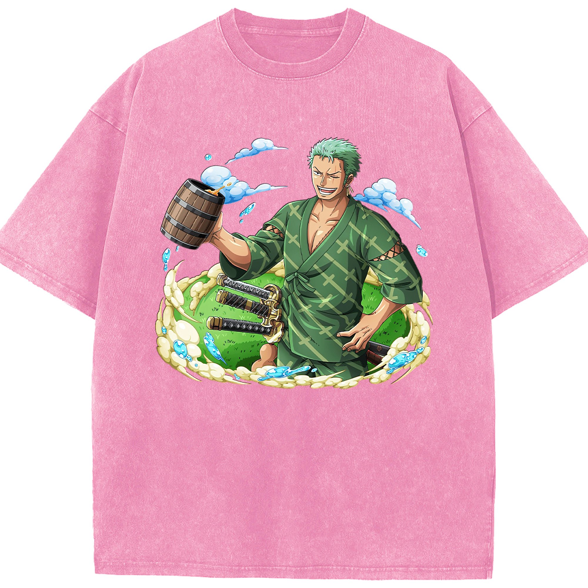 ワンピース ロロノア・ゾロ ONE PIECE Roronoa Zoro 綿100% ヴィンテージ風 半袖Tシャツ（フロントプリント）